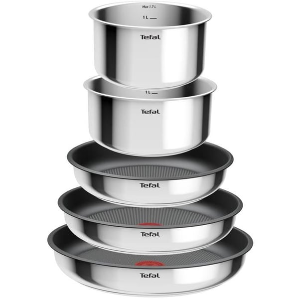 Køkkengrej - TEFAL - Ingenio L881S604 - 6 dele - Rustfrit stål - Aftageligt håndtag