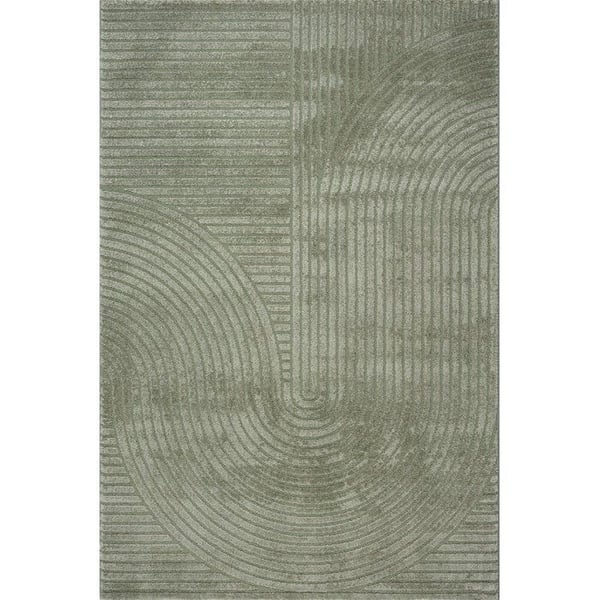 Inomhusmatta - MELIS HOME - Skulpterade geometriska mönster - 140x200 cm - Grön - Oeko-Tex certifierad
