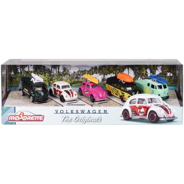 Gaveæske The Originals 5 Køretøjer - MAJORETTE - Ikoniske retro modeller - Frie hjul - Skala 1/64 - Fra 3 år