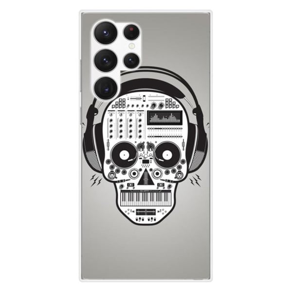 Tryckt silikonfodral som är kompatibelt med Samsung Galaxy S23 Ultra Skull Music
