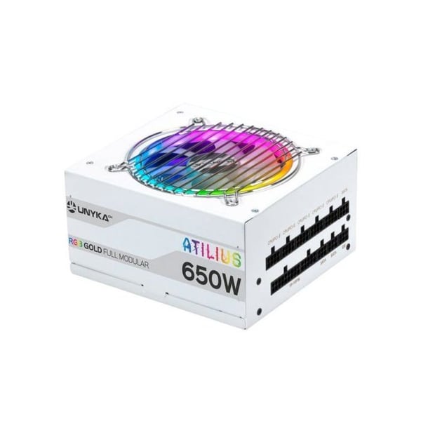 UNYKAch Atilius RGB 650W Strömförsörjning 90% Effektivitet Full Modular Vit