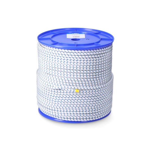 Elastisk snöre i polyester vit/blå 10 mm x 100 m