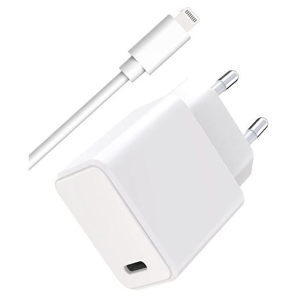 CS 20W USBC PD + Kabel C/MFI 1m Vit