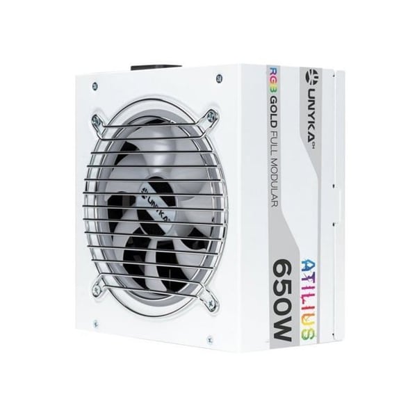 UNYKAch Atilius RGB 650W Strömförsörjning 90% Effektivitet Full Modular Vit