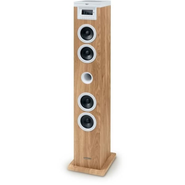 Tårnhøjttaler - THOMSON - Bluetooth/CD/USB/SD - Hvid/Træ - 60W - FM-radio