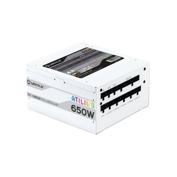 UNYKAch Atilius RGB 650W Strömförsörjning 90% Effektivitet Full Modular Vit