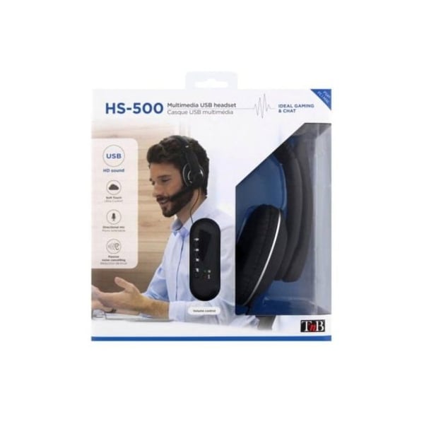 USB headset - TNB - CSMHS500 HS-500 - Bullerreducering - HD-ljud - Svart