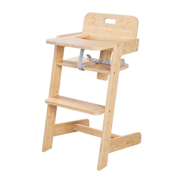Evolutionshögt stol ROBA Nature Up i FSC® bambu - Stöder 70 kg - Matbricka ingår - Naturlig