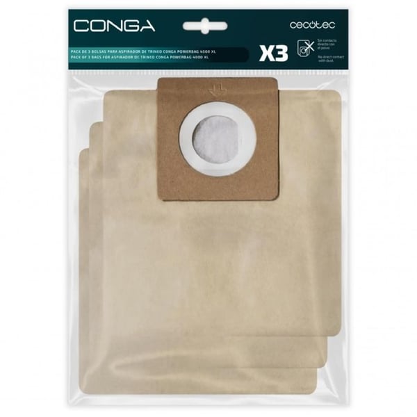 Cecotec - Set med 3 påsar för sladdstädare Conga PowerBag 4000 XL - Med 3 påsar kompatibla med städare Conga Power