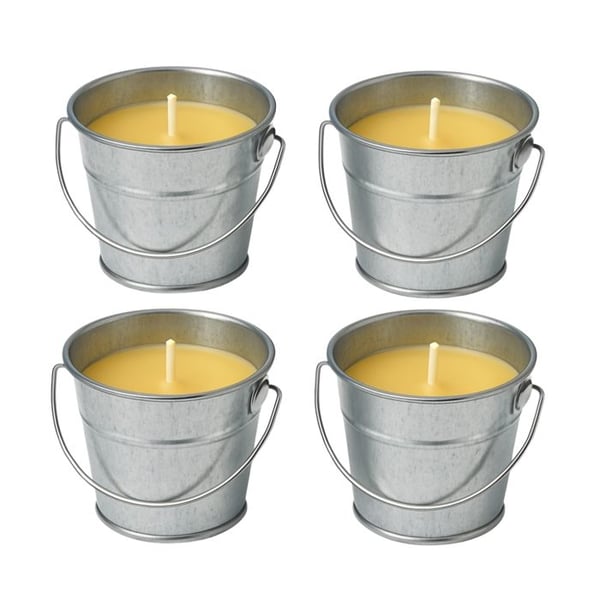 Utomhusavvisande Paket med 4 Citronella-ljus och Metallhink – 12 timmars varaktighet