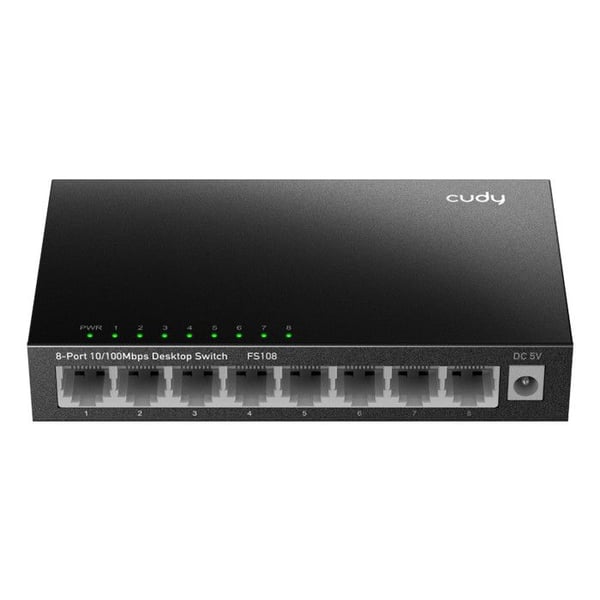 Ohanterad nätverksswitch - CUDY - FS108 - 8 portar Fast Ethernet - Plug-and-play - Svart metall
