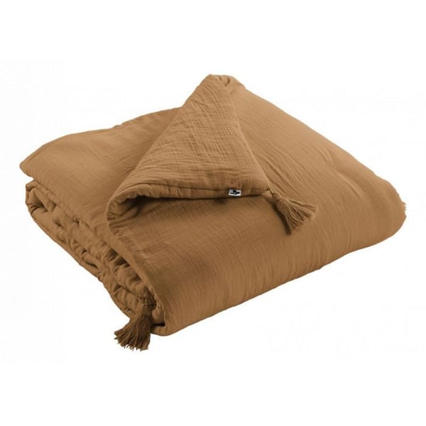 Quilt eller gavel "Gaïa" alla storlekar "Cotton Gauze" - Gaïa Camel - 90 x 200 cm