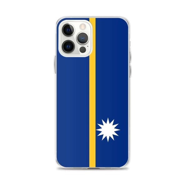Mobilskal – Nauru Flagga – Kompatibel med iPhone 12 Pro Max – Mjukt Fodral – Slitstarkt och Stötskyddande – Silikon – Pixelforma