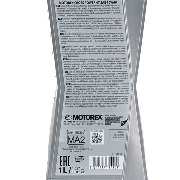 MOTOREX - Motorolja Power Synt 4T 10W60 100% syntetisk 1L