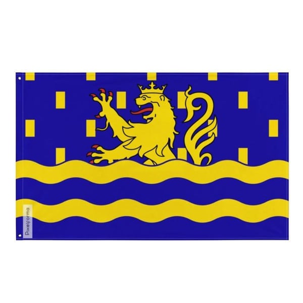 Drapeau Doubs – 64 x 96 cm – Motståndskraftig Polyester – 2 Metalöglor – Inomhus / Utomhus – Pixelforma