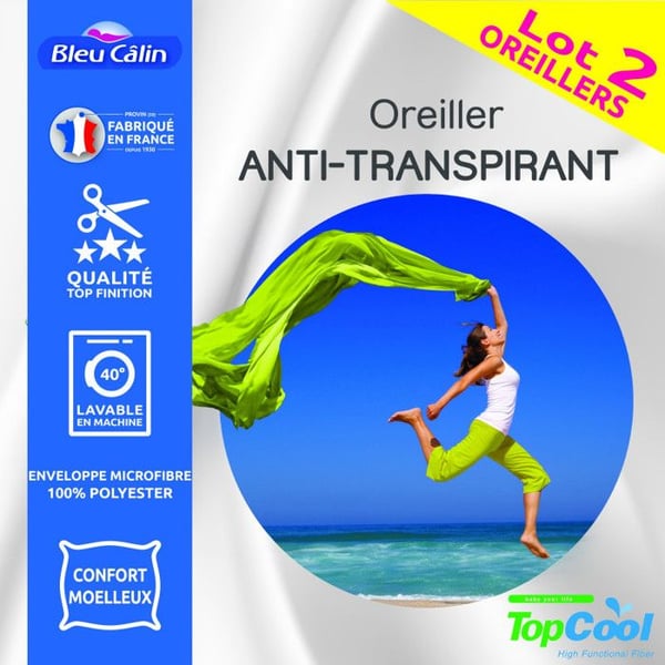 Set med 2 Topcool Anti-perspirantkuddar 60 x 60 cm "Calin Blue"