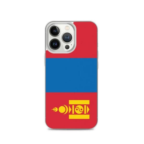 Mobilskal – Mongoliets flagga – Kompatibel med iPhone 13 Pro – Mjuk fodral – Slitstark och stötresistent - Silikon - Pixelforma