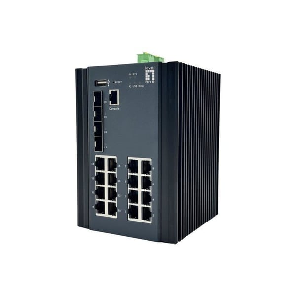 Industriell Gigabit-switch - LevelOne - IGU-2071 - 20 portar - DIN-skena - Temperatur -40°C till 80°C
