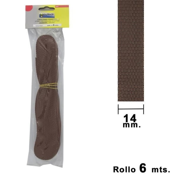 Cinta Persiana Wolfpack Brun 14 mm. Rollo 6 Metro