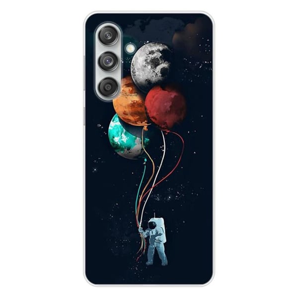 Tryckt silikonfodral som är kompatibelt med Samsung Galaxy M55 5G Balloon Cosmonaut