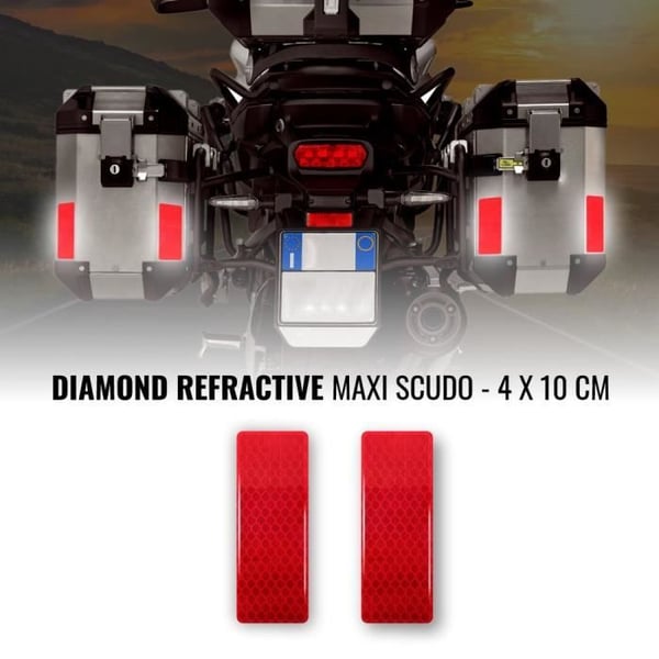 Reflekterande klistermärken - Sköld - Motorcykelställ - Röd - 4 x 10 cm - 2 Stycken