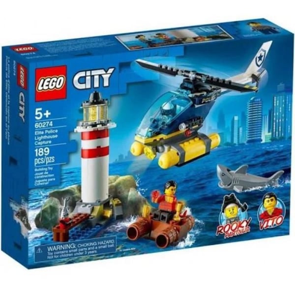 Byggleksak - LEGO - Fångsten vid fyren - Fyr - Polishelikopter - Flottör