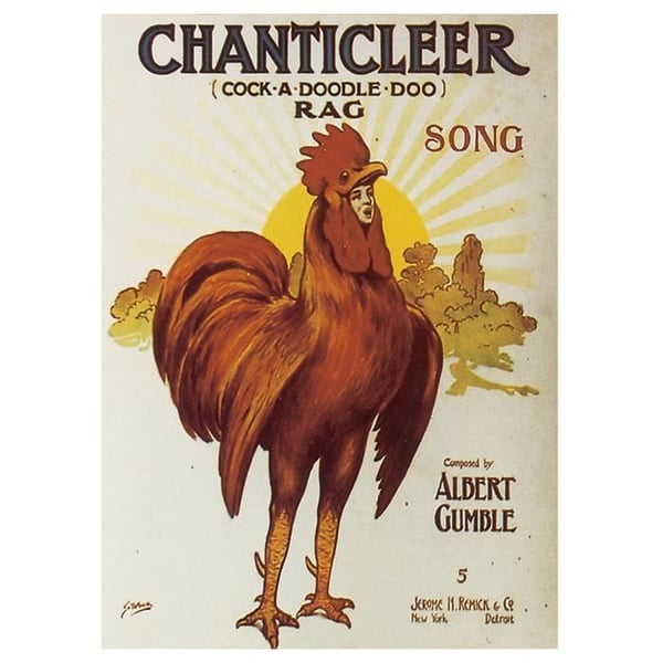 Legendarte - Vintage Chanticleer Music Cover (Cock A Doodle Doo) - Målning, Canvastavla cm. 50x70