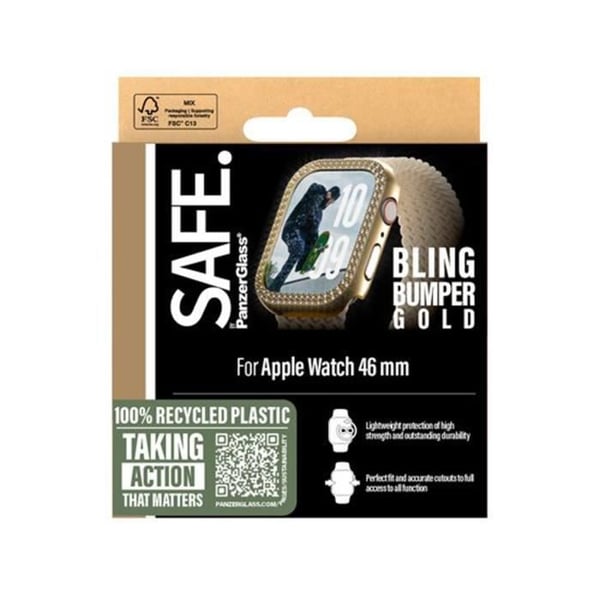Coque för Apple Watch Series 10 46mm Bling Mjuk Panzer Glas Guld