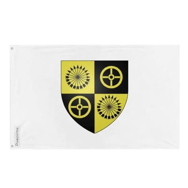 Delson-flagga – 128 x 192 cm – Motståndskraftig polyester – 2 metallöglor – Inomhus / Utomhus – Pixelforma
