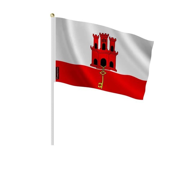 Mini Flagga för Gibraltar – 30 x 45 cm – Att Hålla i Handen – Polyester – 1 styck – Pixelforma