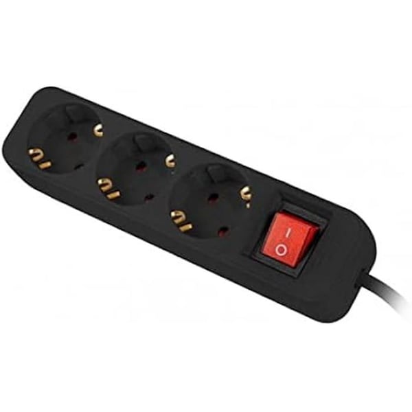 Förgreningsdosor - LANBERG - Modell med 3 SCHUKO-uttag - Svart skydd - 2500W - IP20