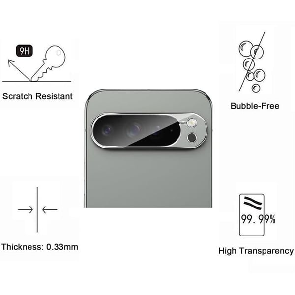 Skyddskamera - Phonillico® - Google Pixel 9 Pro - Härdat Glas - 2-Pack - Rep-resistant