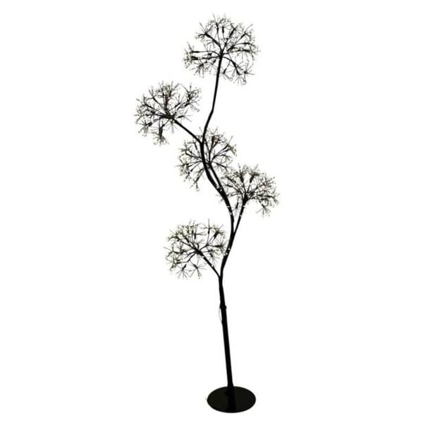 Lysende træ 5 kugler rig ø20cm H120cm 1200 mikro LED IP44 i sort metal