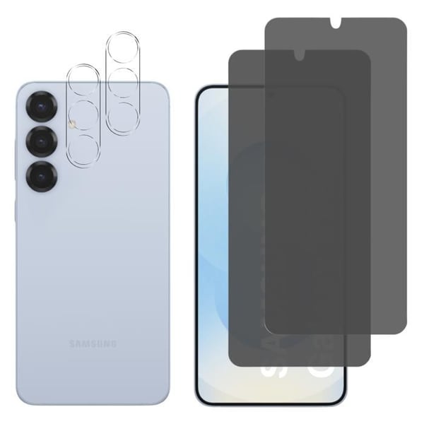 Härdat Glas - Phonillico® - Samsung Galaxy S25 PLUS - Anti Spion - Paket 2 - Repellerande mot repor
