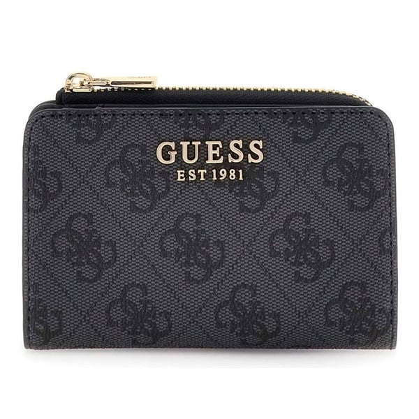 GUESS Mörkgrå och svart plånbok för kvinnor - Laurel II SLG Zip Around kortfodral Kol-logotyp 324441