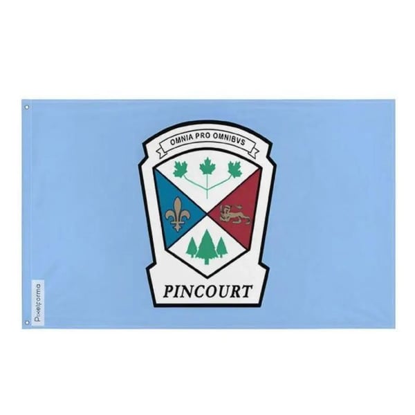 Pincourt Flagga – 60 x 90 cm – Motståndskraftig Polyester – 2 Metalöglor – Inomhus / Utomhus – Pixelforma