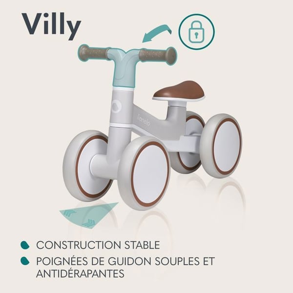 4-Wheel Balance Bike EVA - LIONELO Villy - Barncykel - 1-3 år (upp till 30 kg) - Ergonomisk - Turkos