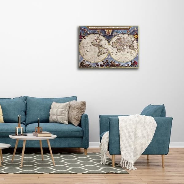 Legendarte - Målning, Tryck på duk - Kartografi - Gammal karta nr 51 cm. 40x50