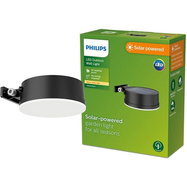 Vägglampa - PHILIPS - Vynce - Rund solenergi - Svart