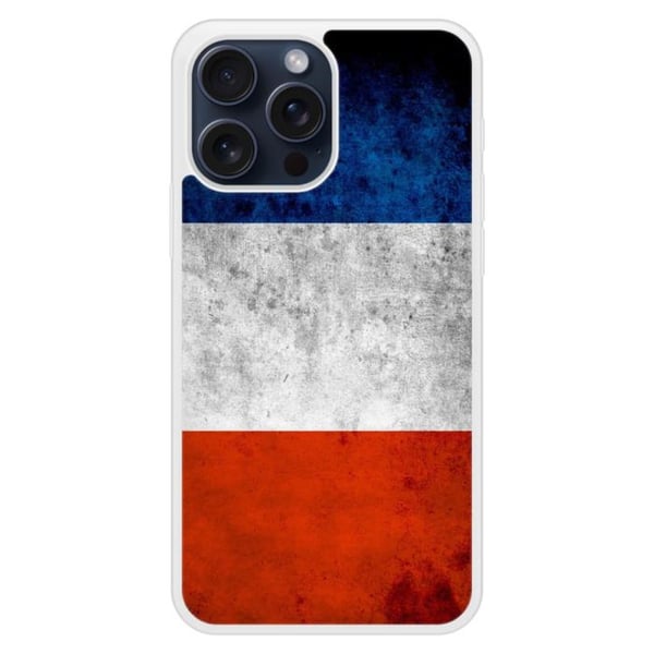 Förstärkt silikonskal med tryck, kompatibelt med Apple iPhone 15 Pro Max, Frankrikes flagga