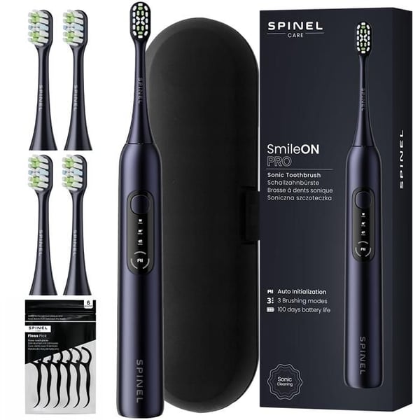 Sonic tandborste - Spinel - Care SmileON PRO - Automatisk detektering - 4 huvuden - Resväska