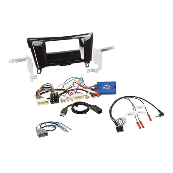 2-DIN-kit med förvaringsfack kompatibel med Nissan Qashqai/X-Trail SWC/antenn/USB