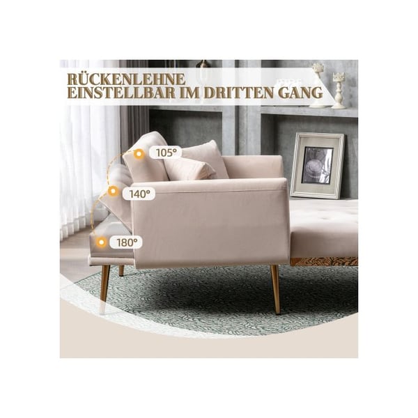 Stol - MUVOE - Moderne - Justerbart ryg - Fløjlstof - Karamelbeige