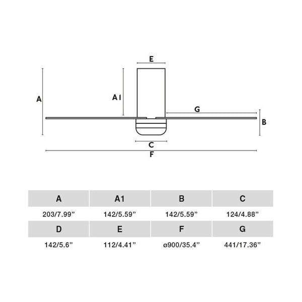 Takfläkt - FARO BARCELONA - MINI PUNT TUB S - Diameter 90 cm - Tyst DC-motor - 6 hastigheter