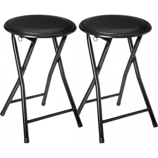 Atmosphera "Elisa" PVC hopfällbar pall - Svart - Paket om 2