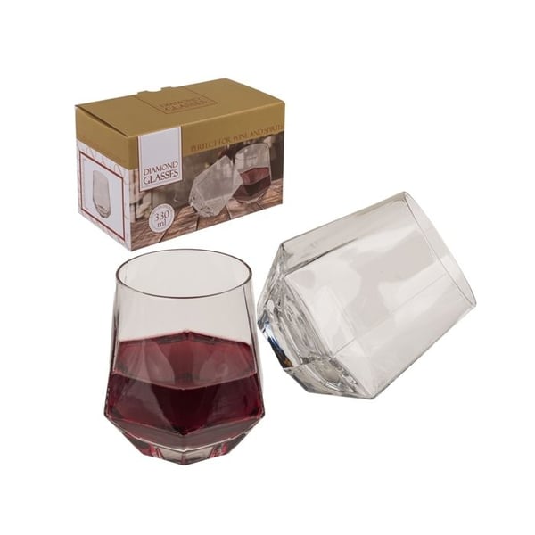 2 Whiskyglas i form av en diamant 350ml alkoholglas