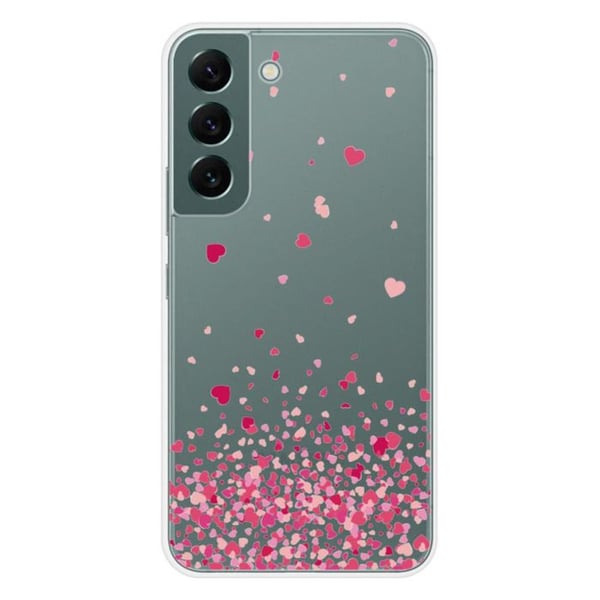 Silikonskal - Kompatibel med Samsung Galaxy S22 - design med konfetti av rosa hjärtan
