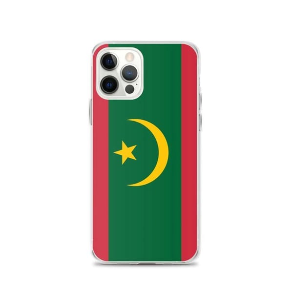 Telefonfodral – Mauretaniskas flagga – Kompatibel med iPhone 12 Pro – Mjuketui – Slitstark och stötresistent - Silikon - Pixelforma