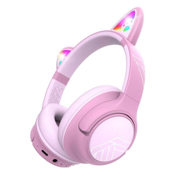 PowerLocus Bobo Kattöron Rosa - Trådlösa over-ear hörlurar