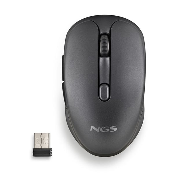 NGS EVO SPOOK: Uppladdningsbar mus, trådlös multimode-anslutning. 2,4 GHz + BT5.0 + BT 5.1. USB-A-anslutning. PPP: 800/1200/1600. Tyst.